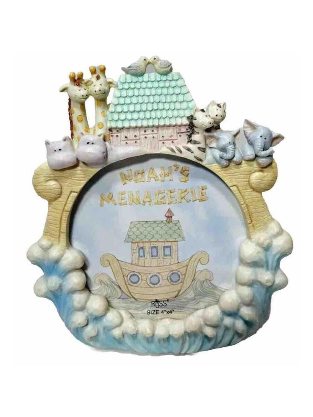 Vintage Russ Noah's Ark Animal Menagerie Resin Photo Frame Collectible Decor